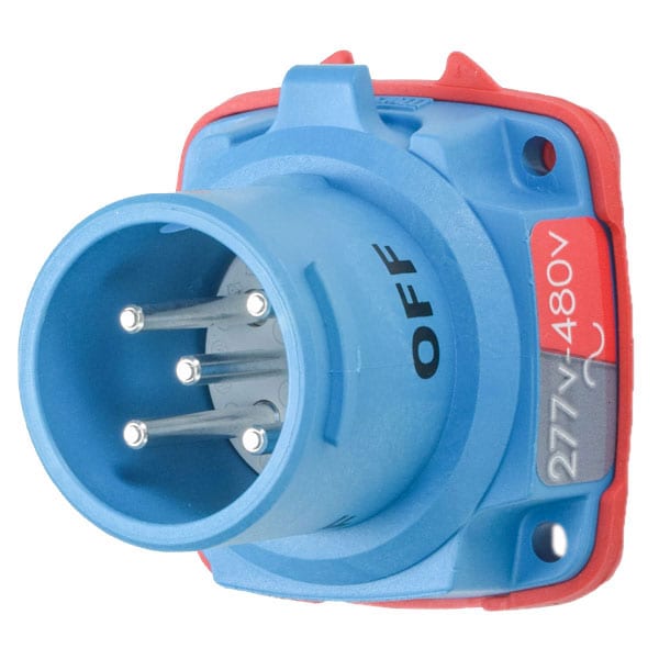 Pin & Sleeve Inlet, 20 A, 277/480V AC, Three Phase, 3 Pole, Screw Terminals Wire Connection Type